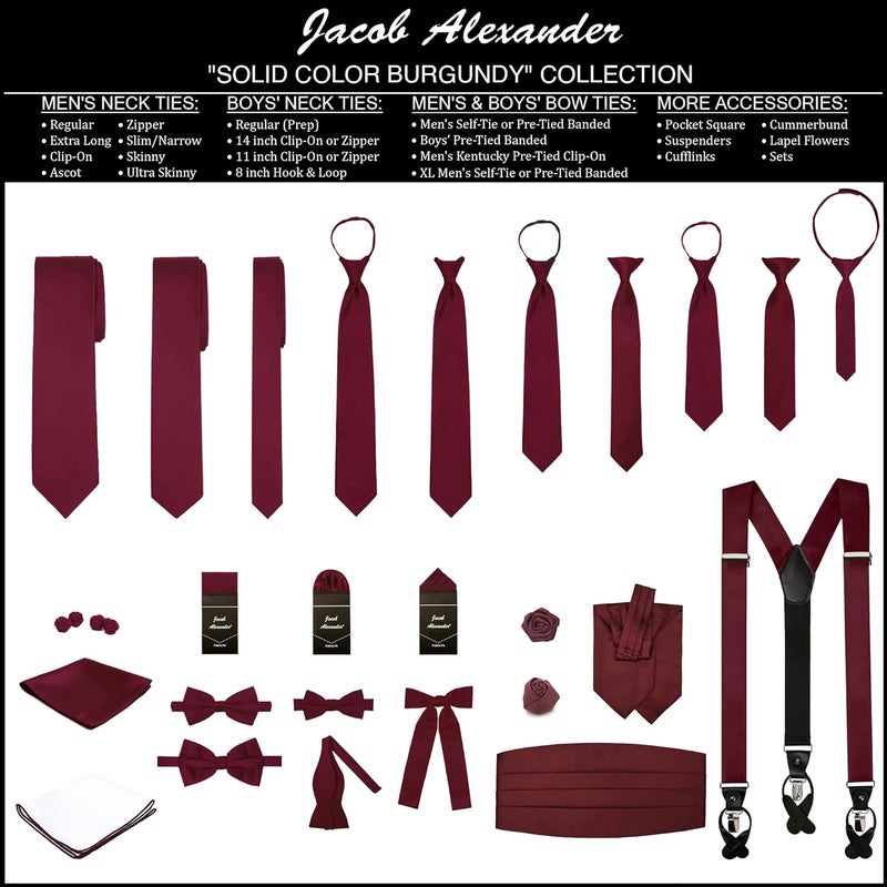 Jacob Alexander Boy's 11" Pretied Solid Color Zipper Tie - Image 4